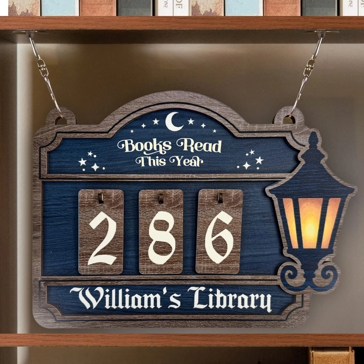 Books Read, Book Lover - Personalized Hanging Bookshelf Counter