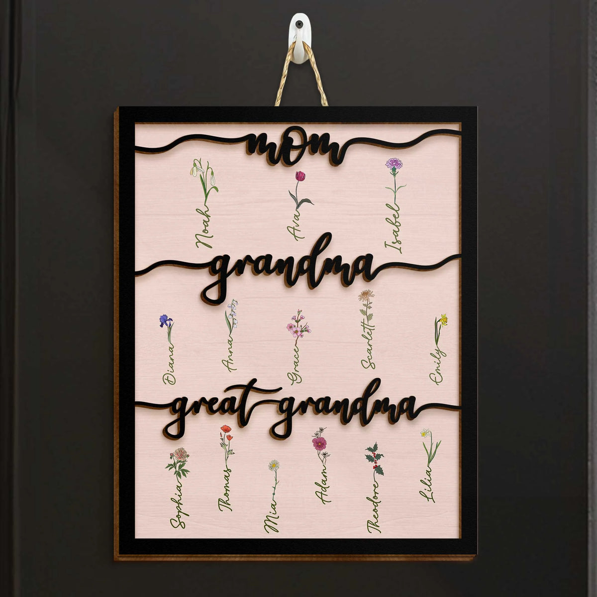 Mom Grandma Great Grandma - Personalized 2 Layers Wood Sign - Gift For Grandma