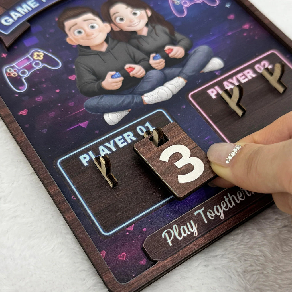 Gaming Couples Date Night Score Counter - Personalized Hanging Game Tracker
