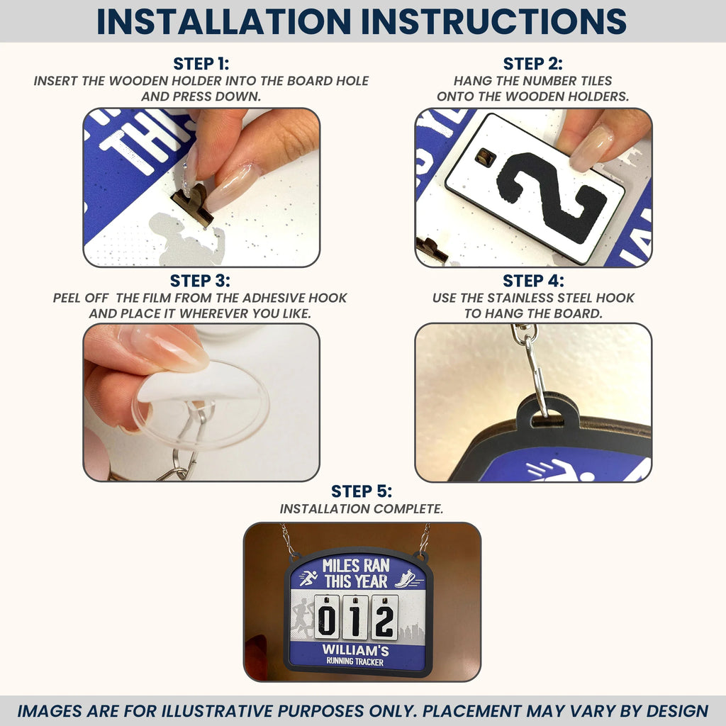 Miles Run This Year - Personalized Hanging Run Tracker