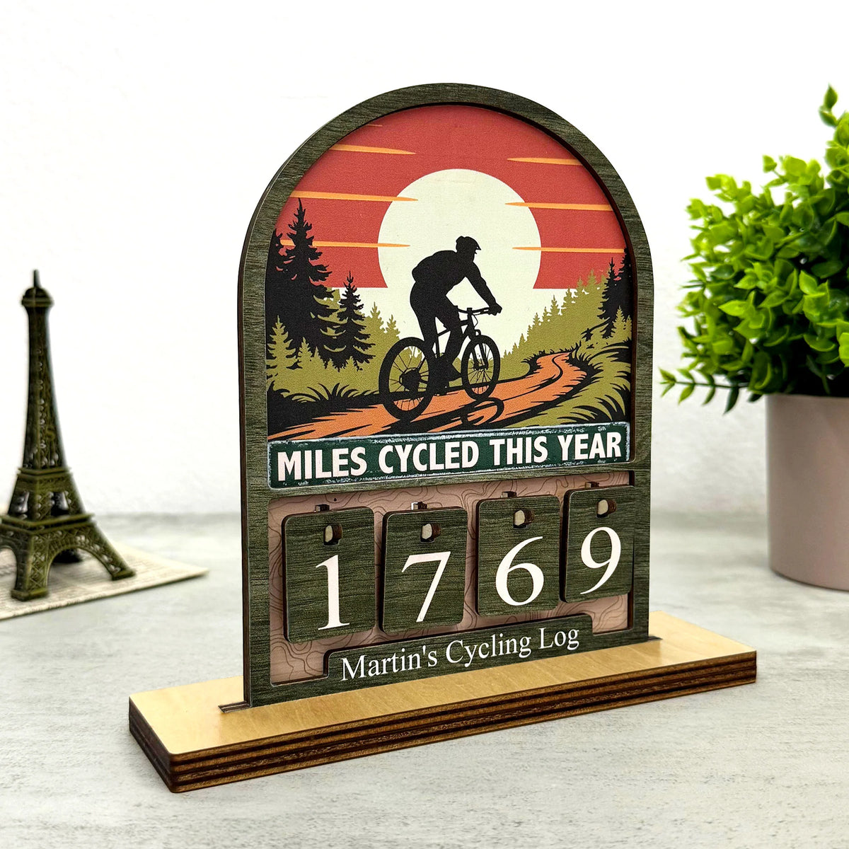 Miles Cycled This Year - Personalized Cycling Counter Sign