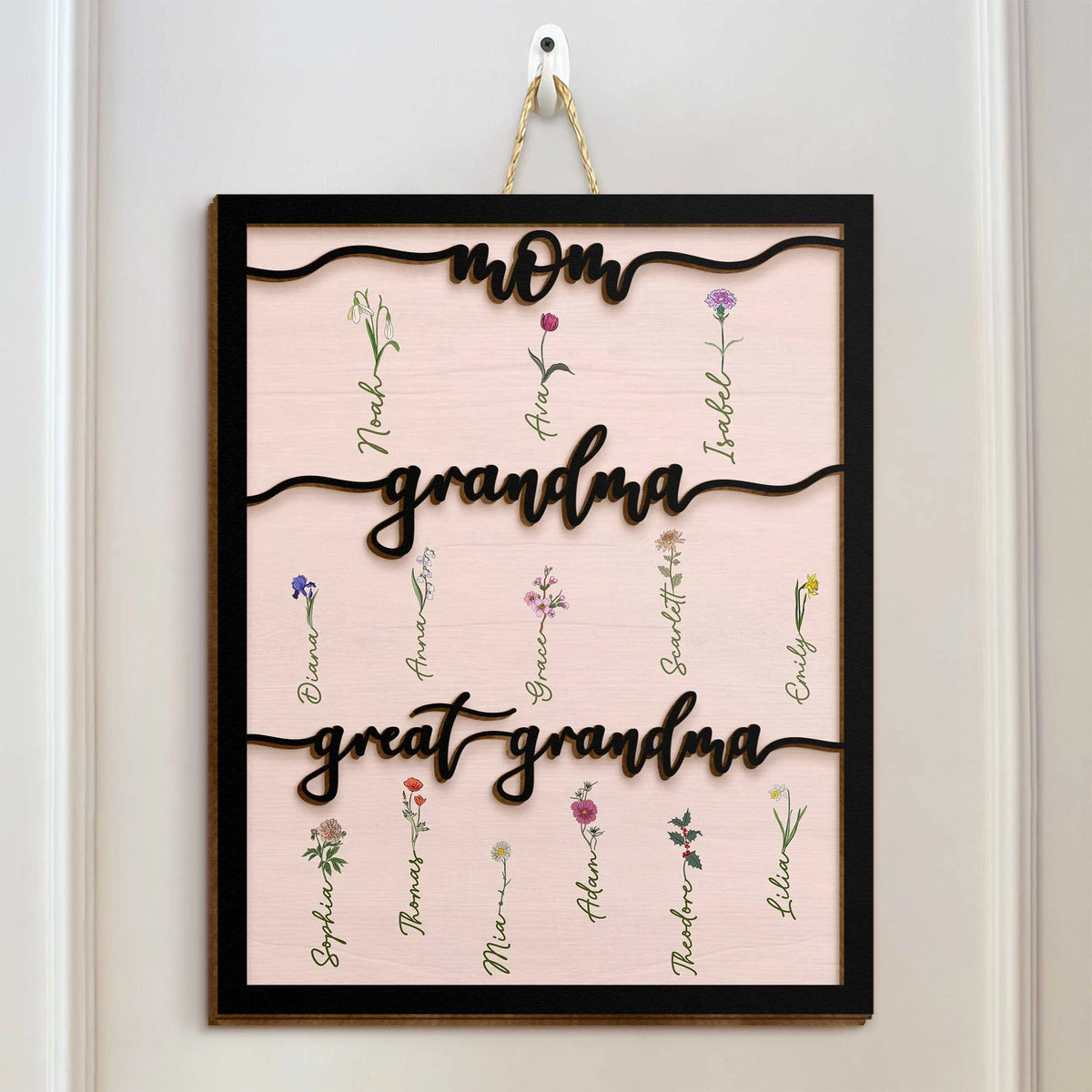 Mom Grandma Great Grandma - Personalized 2 Layers Wood Sign - Gift For Grandma