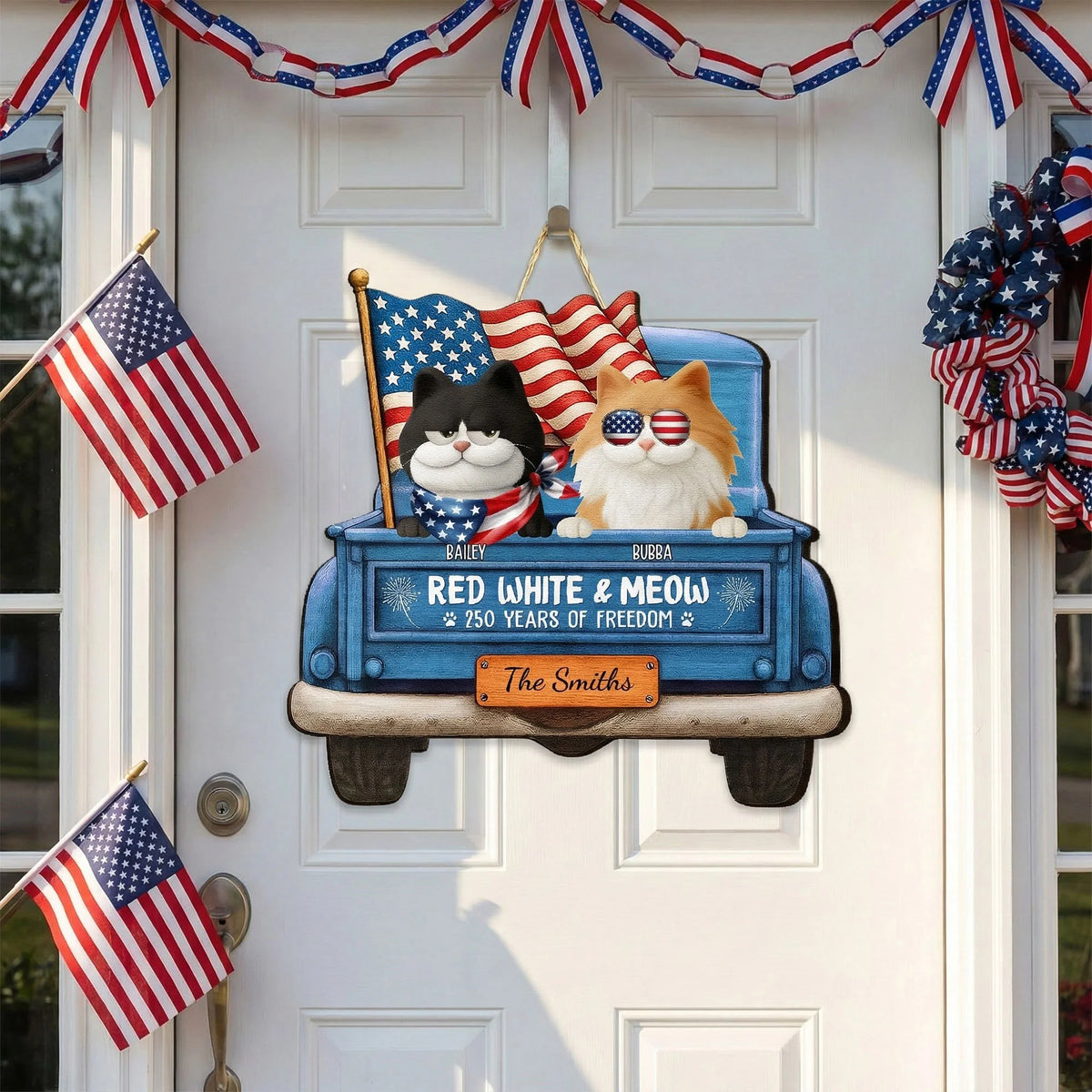 Red White Woof 250 Years Of Freedom - Personalized Wood Sign