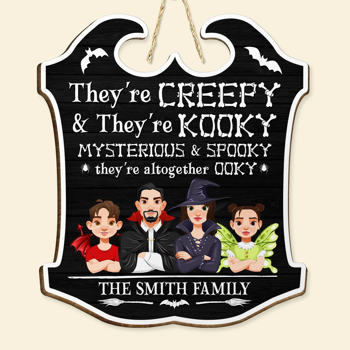 They're Spooky And They're Kooky - Personalized Custom Shaped Wood Sign