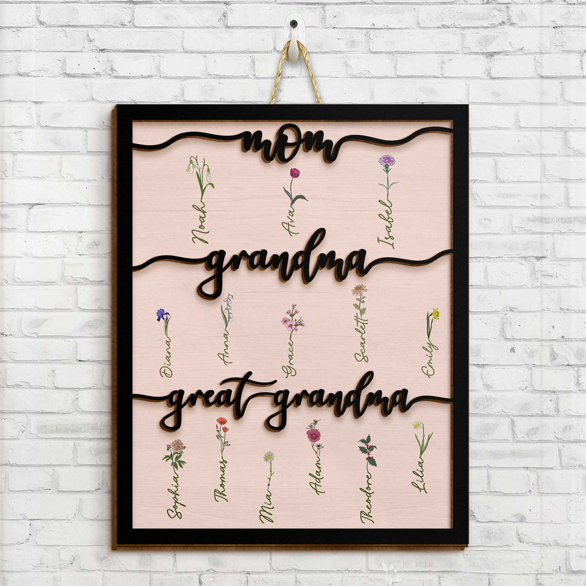 Mom Grandma Great Grandma - Personalized 2 Layers Wood Sign - Gift For Grandma
