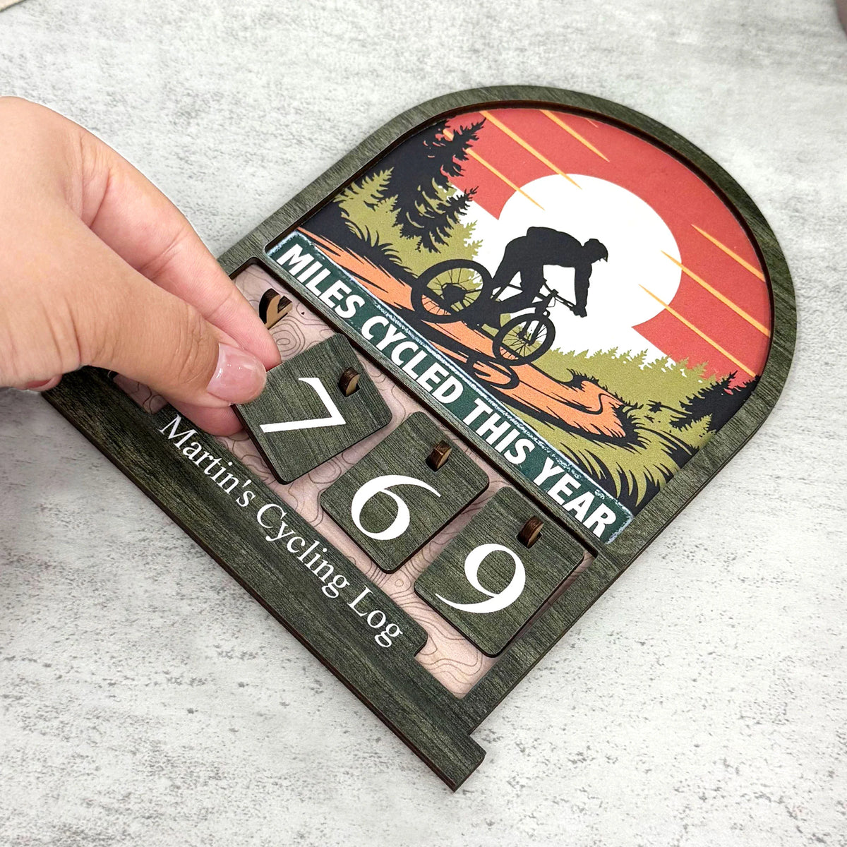 Miles Cycled This Year - Personalized Cycling Counter Sign