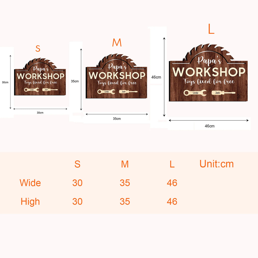 Papa's Workshop Toys Fixed For Free - Daddy, Grandpa Fixer - Personalized Wood Sign