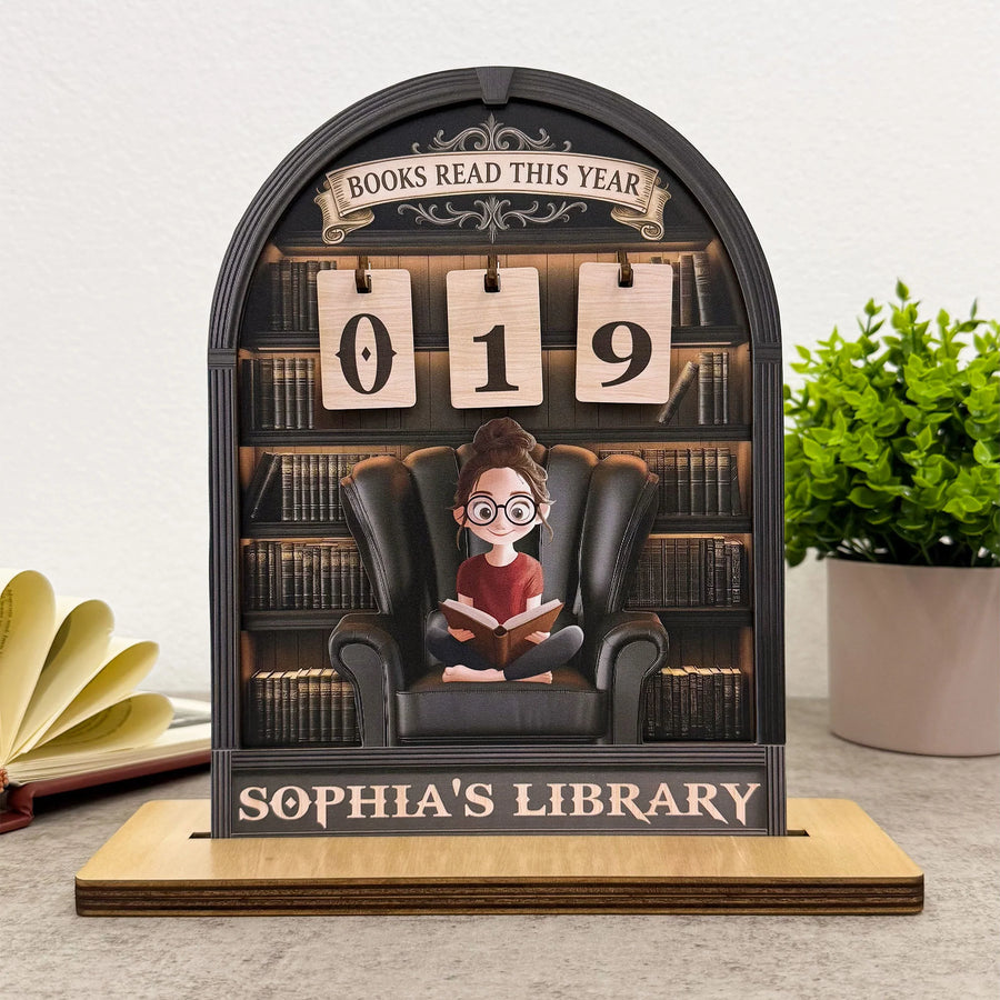 Books Read This Year Tracker Reading Goal - Personalized Wood Sign