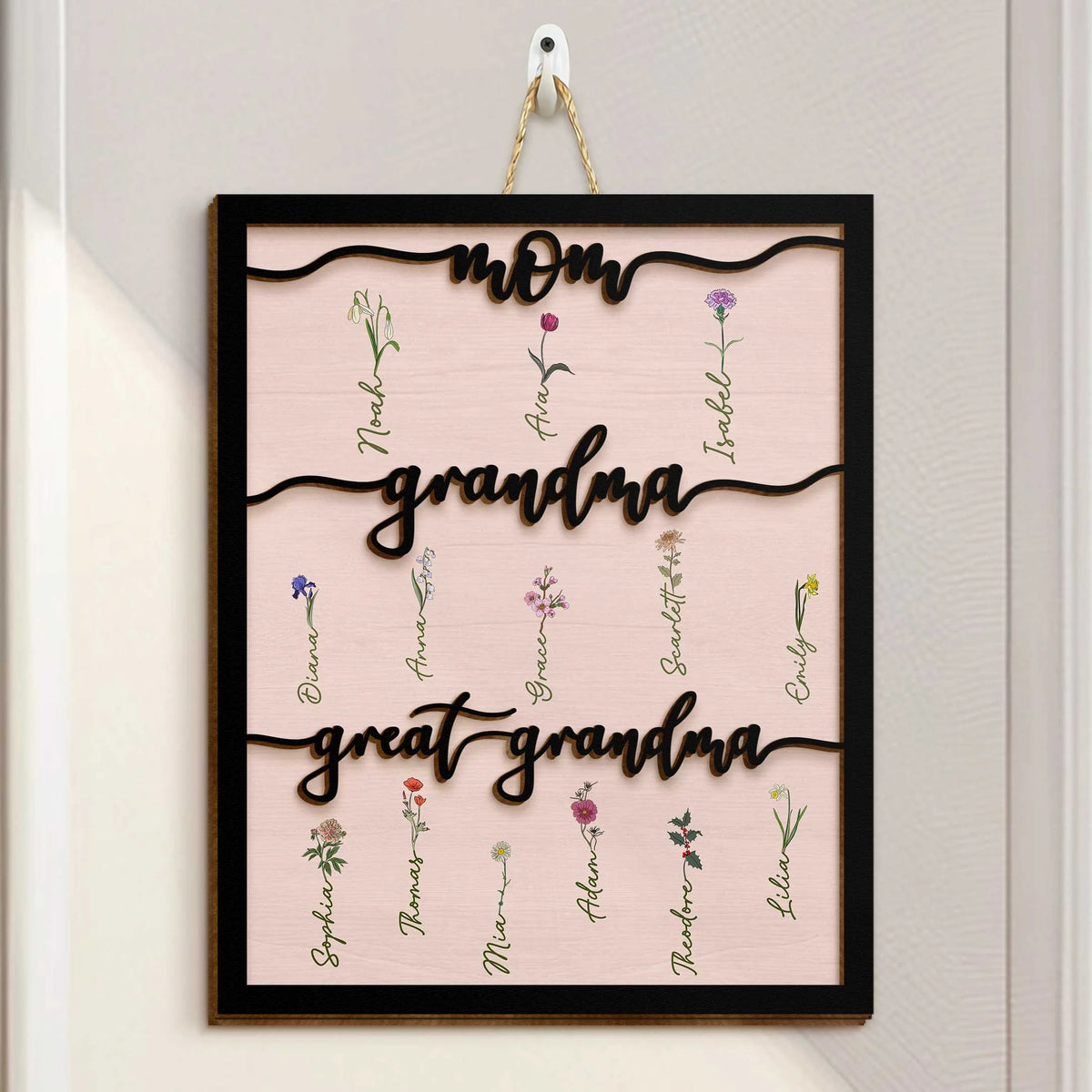 Mom Grandma Great Grandma - Personalized 2 Layers Wood Sign - Gift For Grandma