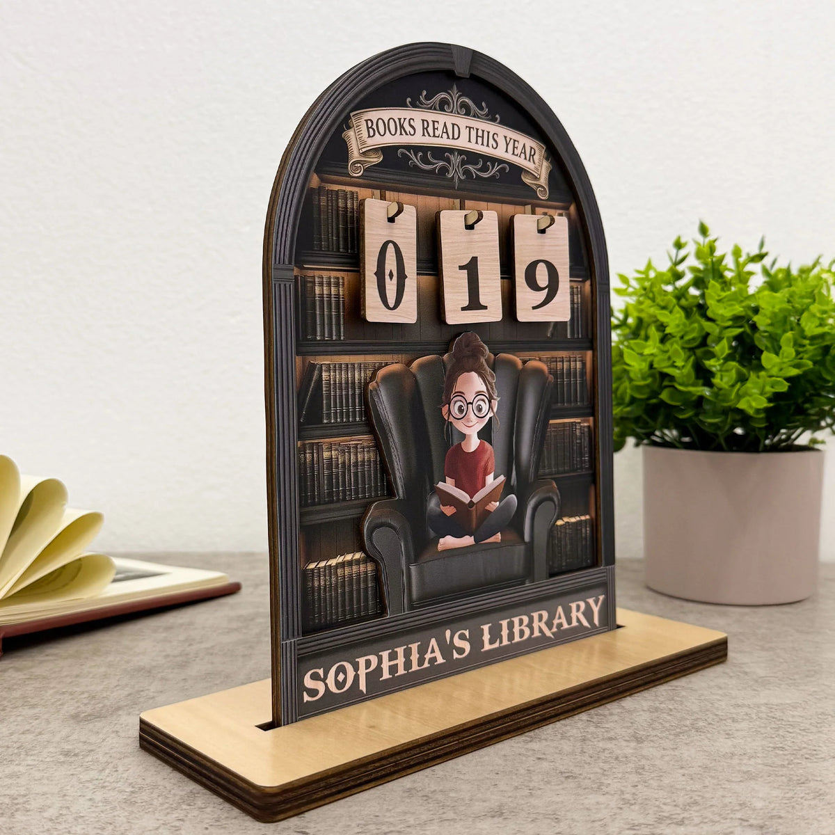 Books Read This Year Tracker Reading Goal - Personalized Wood Sign