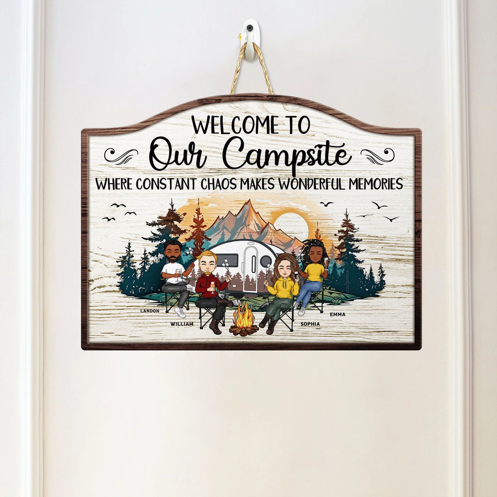 Welcome To Our Campsite - Personalized Custom Shaped Wood Sign